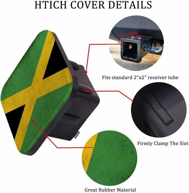 Beabes Jamaica Flag Trailer Hitch Covers Jamaican National Flag Heavy Duty Receiver Tube Cover 2 Inch, Towing Hitch Plug Covers Hitch Caps for RVs SUVs Trucks and Cars - Image 3